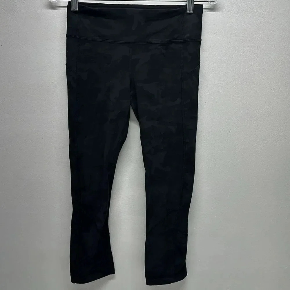 Lululemon Pace Rival Crop Leggings 22" Incognito Camo Camouflage Grey Black 4